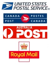 USPS, Royal Mail, Canada Post, Australia Post